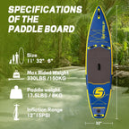 11ft Inflatable Stand Up Paddle Board Complete with High-Quality SUP Accessories