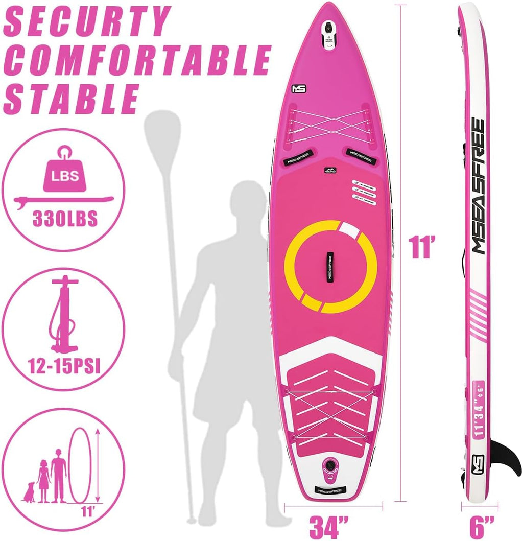 11ft Premium Inflatable Stand Up Paddle Board, red Yoga Board with Durable SUP Accessories&Carry Bag Waterproof Bag, Leash | Wide Stance, Surf Control, Non-Slip Deck, Leash, Paddle and Pump for Youth & Adult