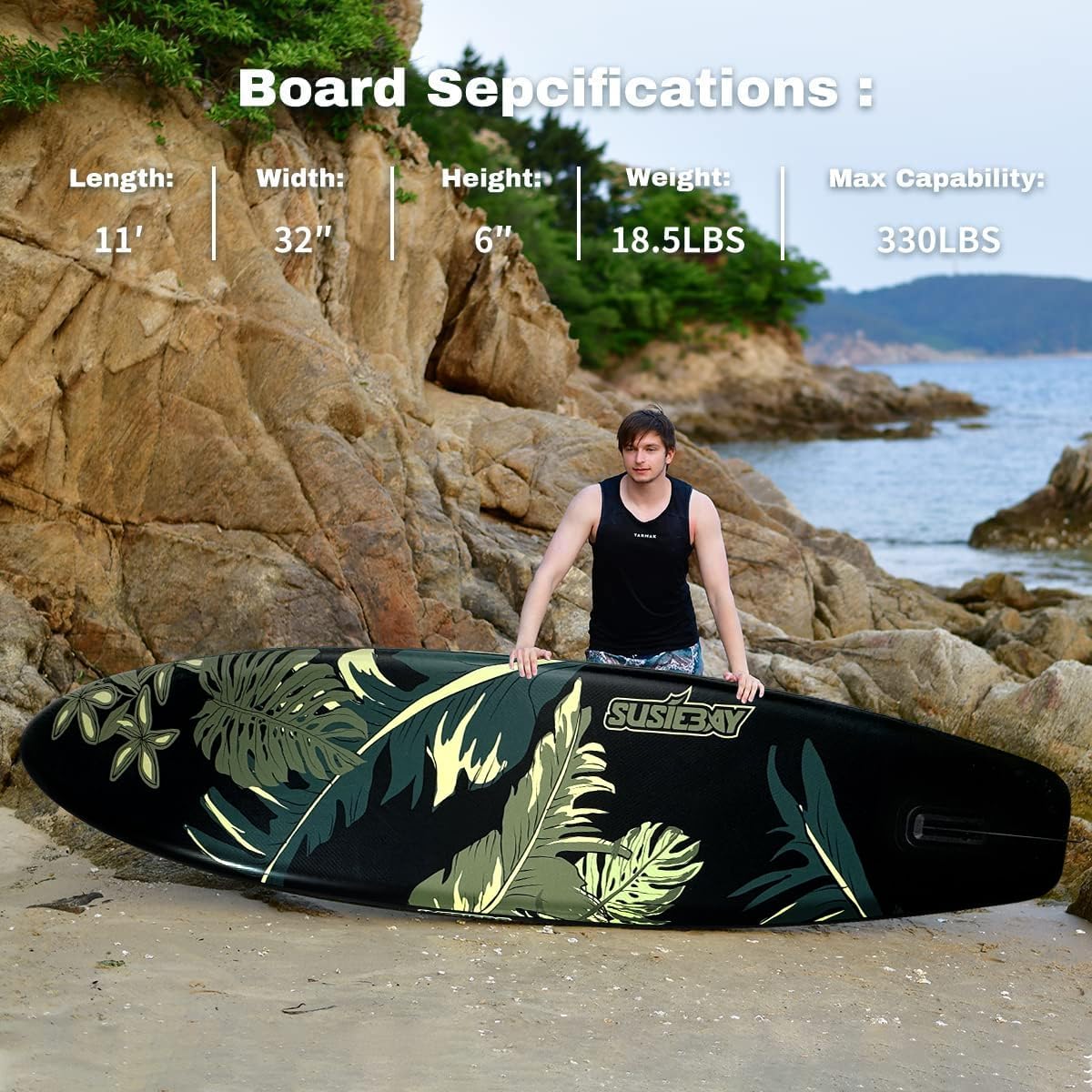 Susiebay Leaf sup board, white inflatable paddle board